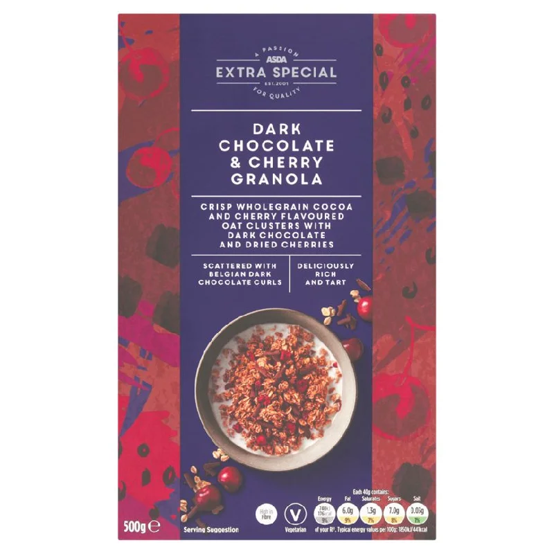  -Anti-scratch scratching board AND cat bed in oneASDA Extra Special Dark Chocolate & Cherry Granola 500g