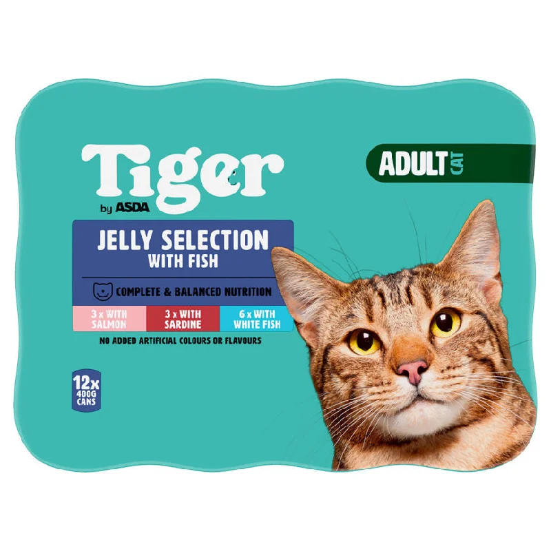    - Cat food nutritional analysis  Tiger by ASDA Adult Cat Food Jelly Selection with Fish 12 x 400g Cans