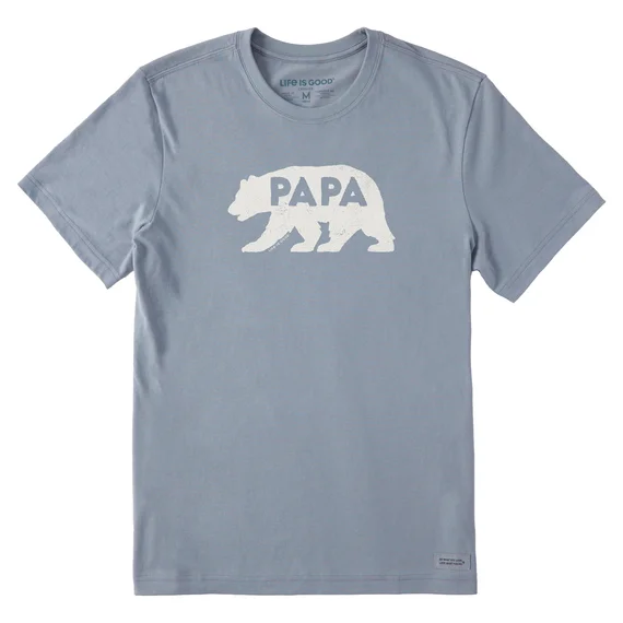 - Summer pet ice matMen's Papa Bear Silhouette Short-Sleeve Crusher Tee - Stone Blue