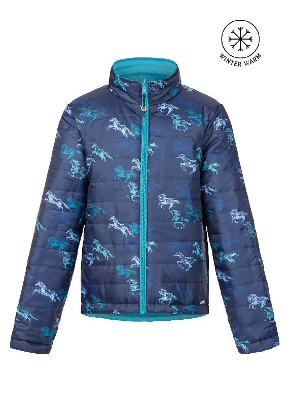 - Winter warm clothes for short-haired dogsKids Pony Tracks Reversible Quilted Jacket - Ink Run Free / Peacock