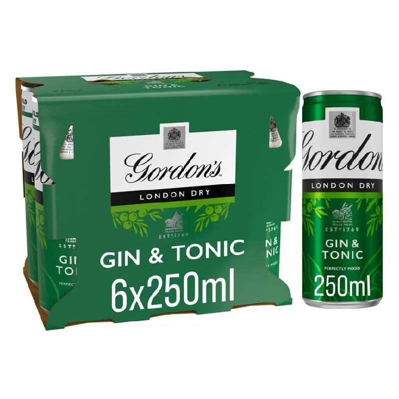 - Pet vitamin complex nutrition tabletsGordon's London Dry Gin & Tonic Ready To Drink 5% vol 6x250ml Cans