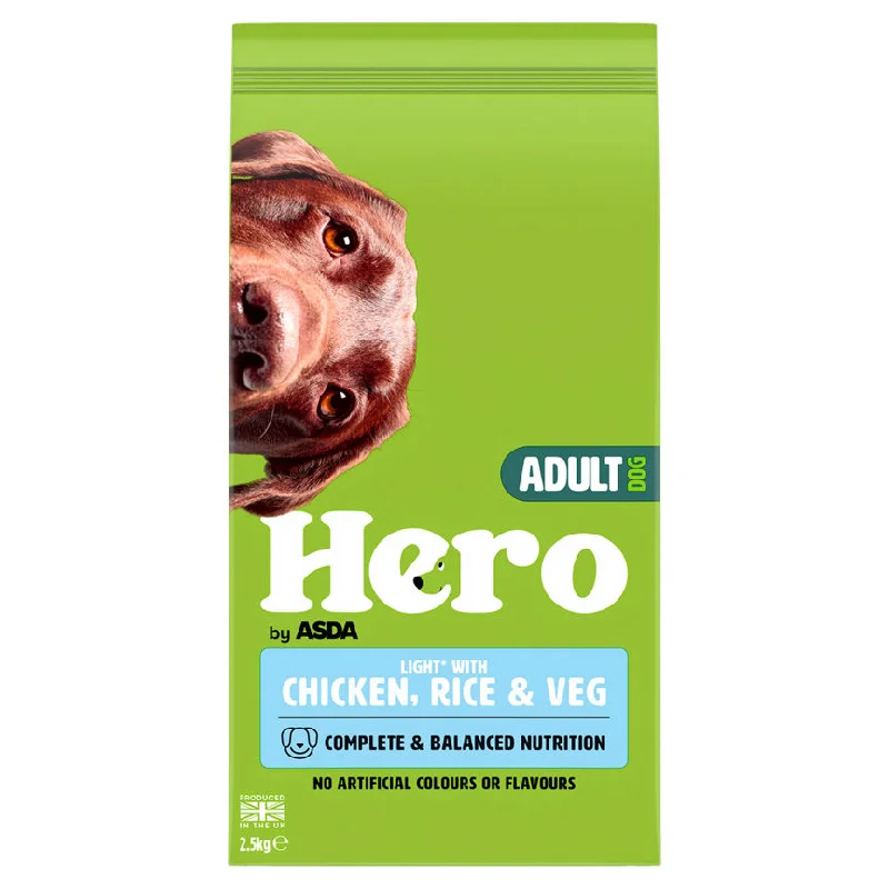 - Cat stress soothing sprayHero by ASDA Light with Chicken, Rice & Veg Dry Adult Dog Food 2.5kg