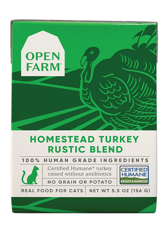    - Natural ingredient cat food  Open Farm Homestead Turkey Rustic Blend Cat Food