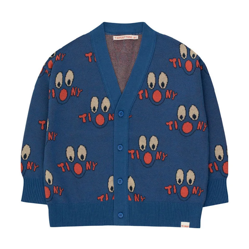 - Air box TSA certified check-inTiny Cottons Azure Clowns Cardigan