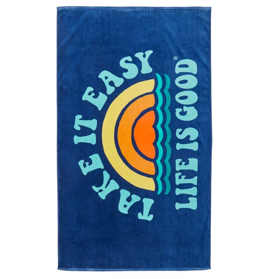  -Anti-slip claw protection raincoat FOR dogsTake It Easy Rainbow Waves Beach Towel - Darkest Blue