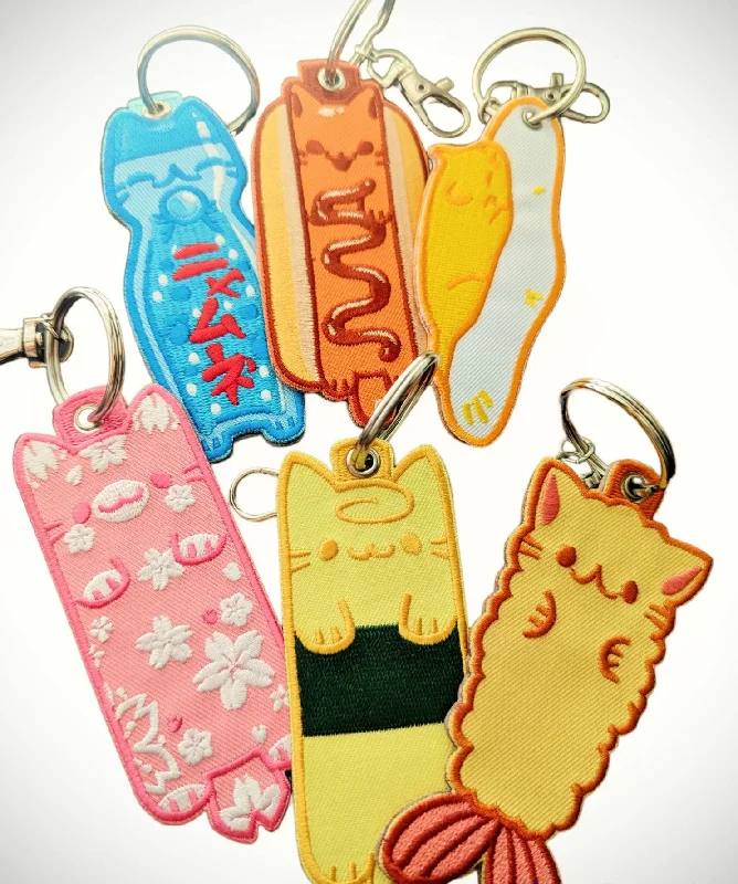 - Pet tear stain cleaning wipesCute Cat Embroidered Tag Keychain - Kawaii neko jet tags (Tamago, Sakura, Ramune, Fried egg, Hot dog, Tempura)