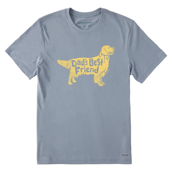 - Summer pet ice matMen's Dad's Best Friend Golden Retriever Short-Sleeve Crusher-LITE Tee - Stone Blue