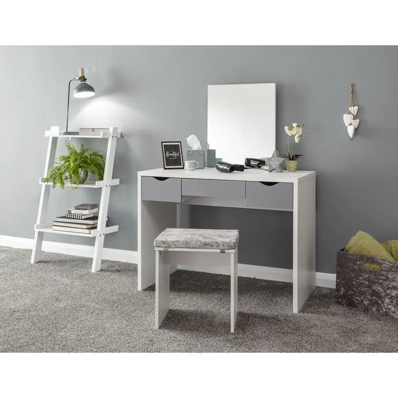 - Pet tear stain cleaning wipesElizabeth Tall Dressing Table White & Grey 3 Drawers