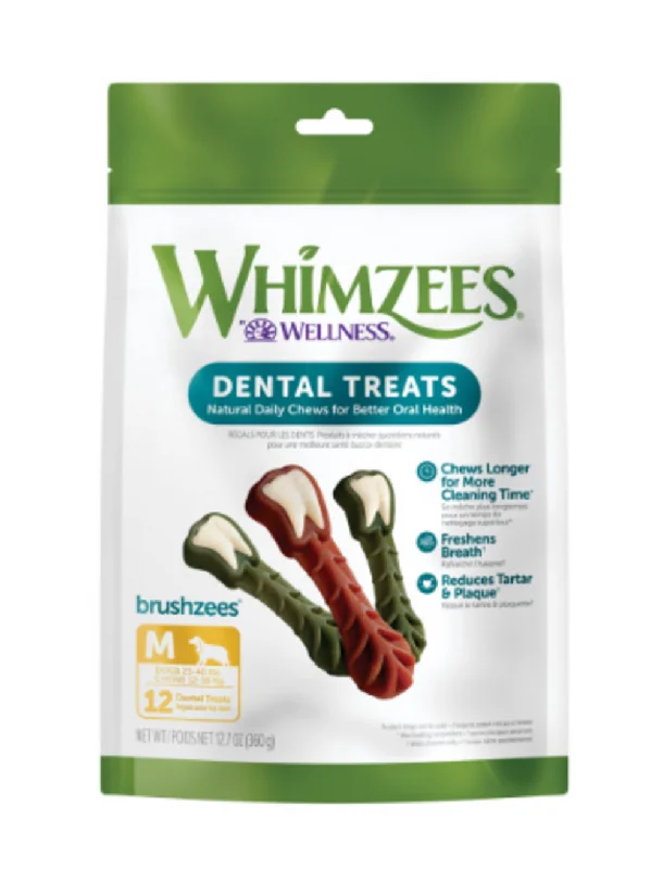 ---Whimzees Brushzees Natural Daily Dental Medium Breed Dog Treats