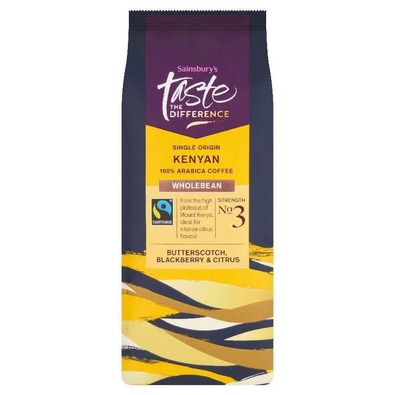 ---Sainsbury's Fairtrade Kenyan Coffee Beans, Taste the Difference, Strength 3 227g