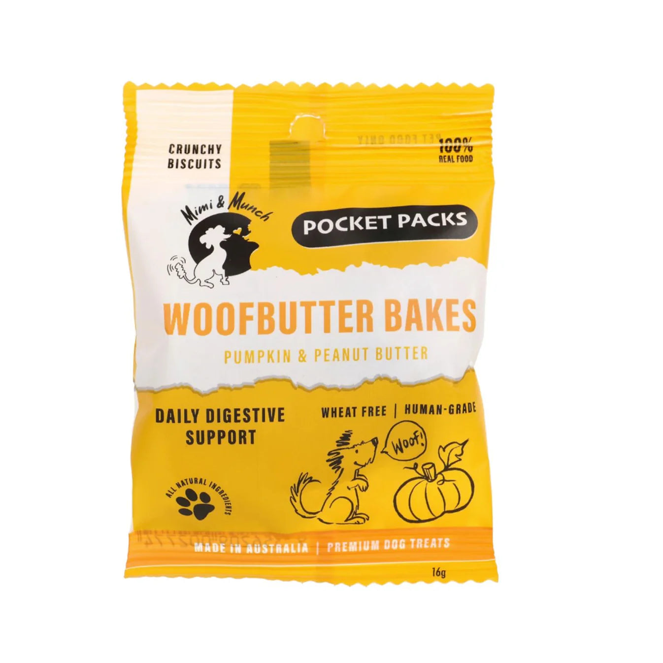 - Special food for senior dogsMimi and Munch Woofbutter Bakes Pocket Pack Dog Treats x5 Bags