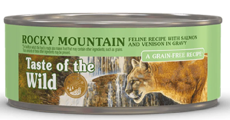    - Cat food for coat health  Taste of the Wild Rocky Mountain Feline Recipe with Salmon and Venison in Gravy 5.5oz Wet Cat Food