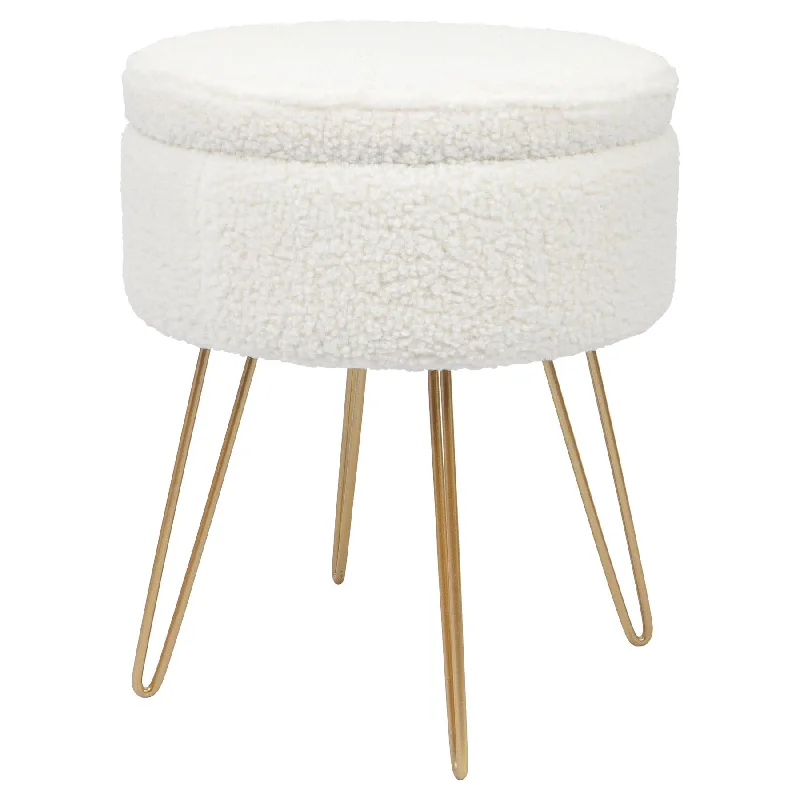 - Pet tear stain cleaning wipesCream H46 x D37cm Round Boucle Storage Footstool - By Harbour Housewares