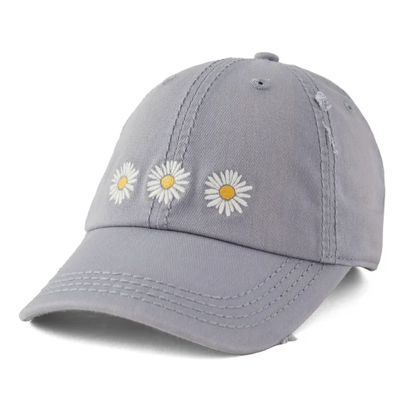 ---Three Painted Daisies Sunwashed Chill Cap - Stone Blue