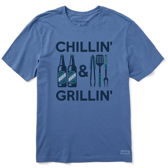  -Splash-proof food bowl AND Anti-choking slow food bowlMen's Chillin' & Grillin' Beer & BBQ Short-Sleeve Crusher-LITE Tee - Vintage Blue