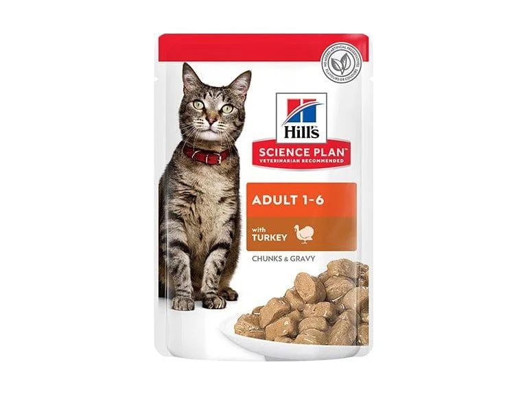    - Senior cat food  Hill’s Science Plan Adult Wet Cat Food Turkey Pouches (12x85g)