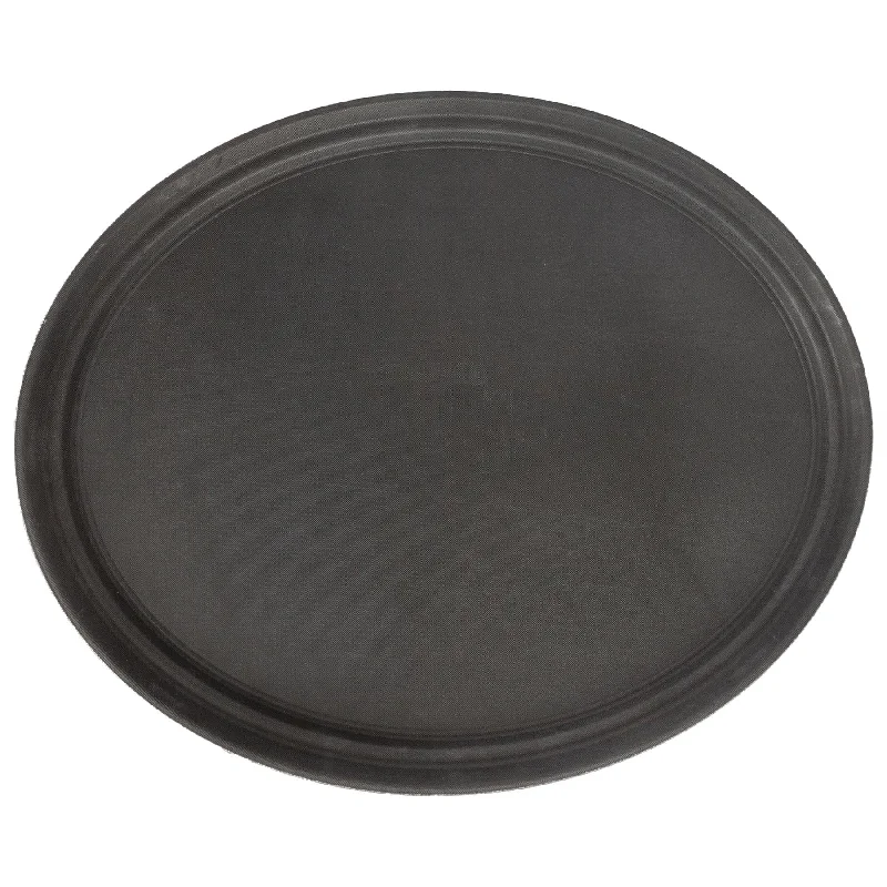 ---Black 79cm x 66cm Oval Non-Slip Serving Tray - By Argon Tableware