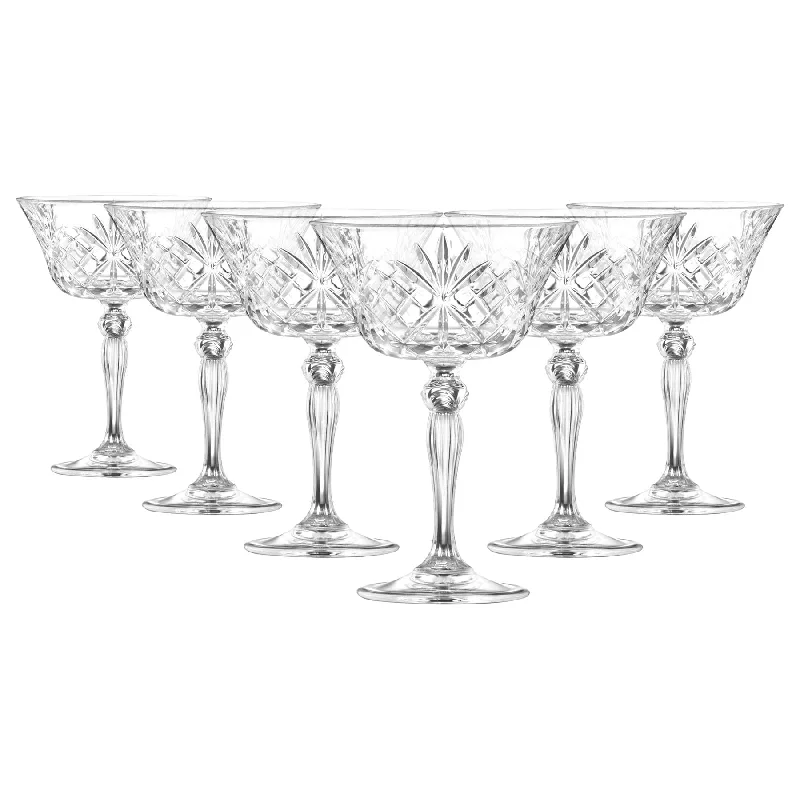  -Non-contact cat thermometer260ml Melodia Glass Champagne Saucers - Pack of 6 - By RCR Crystal