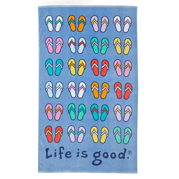  -Splash-proof food bowl AND Anti-choking slow food bowlRepeating Flip Flops Beach Towel - Cool Blue