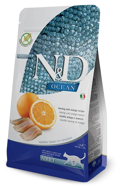    - Cat food nutritional analysis  Farmina N&D Grain-Free Ocean Herring & Orange Adult Cat Food